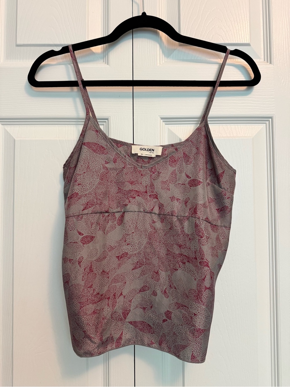 TNA Mauve and Gray Leaf-Print Silk Cami